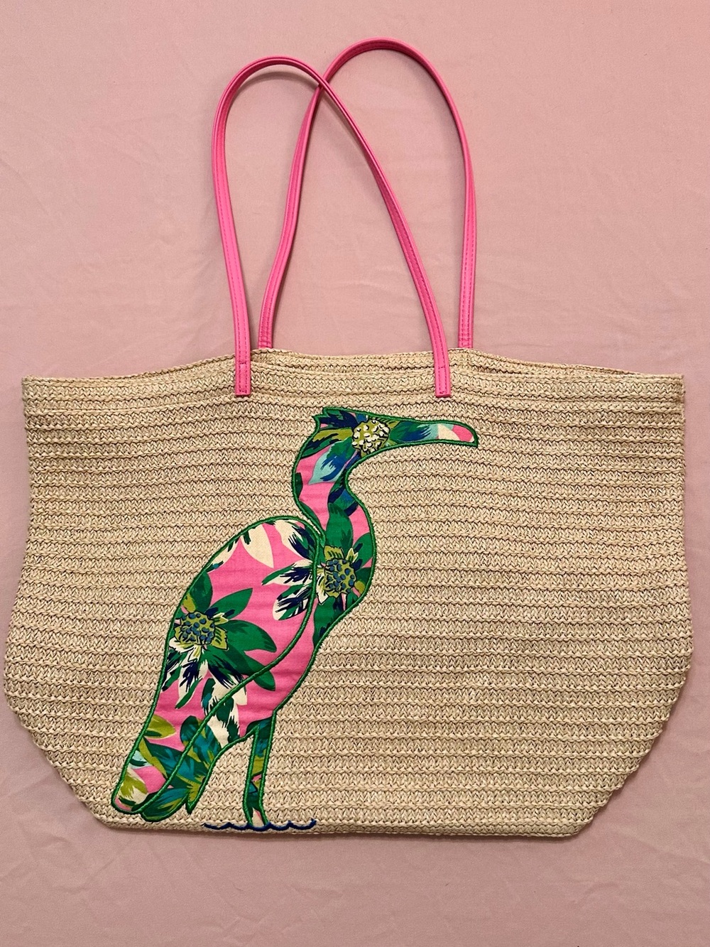 Vera Bradley Seashore Straw Beach Tote Floral Shorebird Beach Resort Wicker